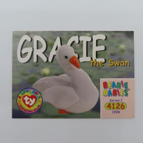 Gracie the Swan 1998 Series I 4126 Beanie Babies Official Club Trading Card - Afbeelding 1 van 10