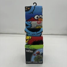 Sesame Street Elmo Cookie Monster Socks 6 Pair CREW SOCKS Men Size 8-12 Bioworld