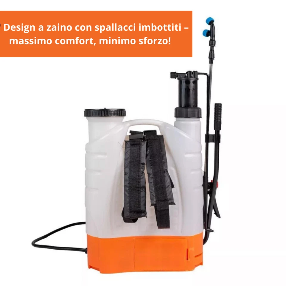 POMPA A SPALLA ELETTRICO NEBULIZZATORE 16 LT PER DISINFESTAZIONE IRRORAZIONE - Immagine 2 di 4