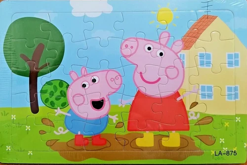 Hot Peppa Pig Family 30 Pcs Wooden Toys Jigsaw Puzzles best Gifts for Kids