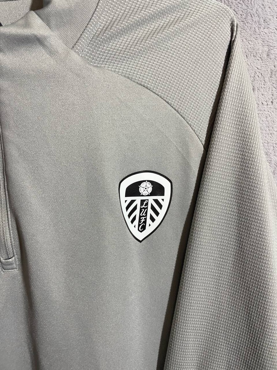 Leeds United Training Football Soccer Jacket Gray Adidas Polyester