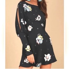 New Free People Womens Sunshadows Split-Sleeve Mini Dress Size 8
