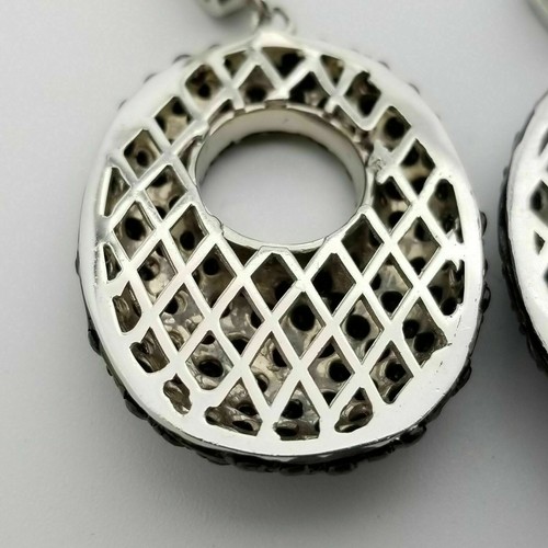 Woman's Unique Drop Dangle Earrings With 2.75 CT Simulated Round Cut Black Onyx - 第 6/11 張圖片