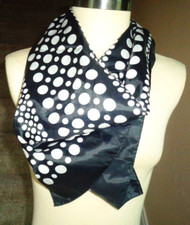 Black  White Polka Dot Scarf 26x26 inch Square, Vintage
