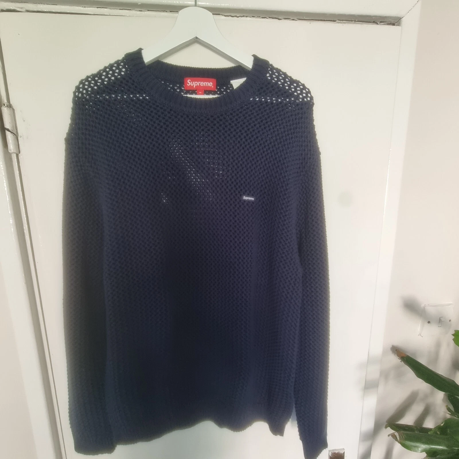 Supreme Small Box pull OpenKnit marine moyen