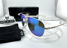 OAKLEY ELMONT M SATIN CHROME W/ SAPPHIRE IRIDIUM POLARIZED SUNGLASSES OO4119-07