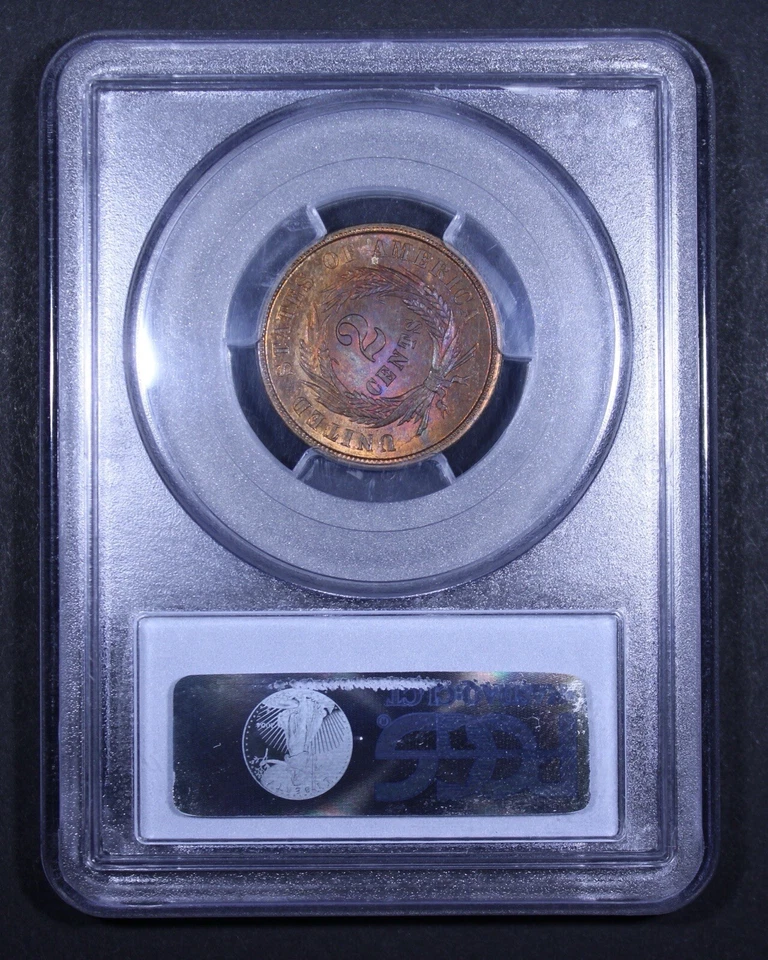 1864 Two Cent Piece (Large Motto) - 2c PCGS MS64 RB CAC ✅ - Red Brown - Image 2 of 4