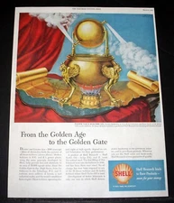 1952 OLD MAGAZINE PRINT AD, SHELL RESEARCH, PG&E STEAM TURBINES, EARLY ENGINE!