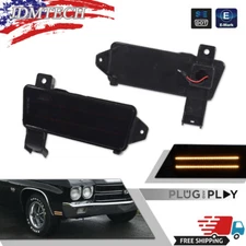 For 1970 Chevy Chevelle El Camino Malibu Front Side Marker Light Smoke Amber LED