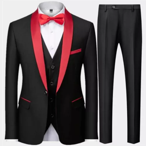 Ensemble de 3 pièces costume de mariage homme manteau pantalon gilet robe de marié blazers veste pantalon - Photo 37/52