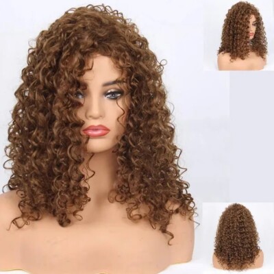 Medium Brown Wigs Deep Curly Hair Afro Wigs Synthetic Wigs for