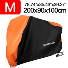 Motorcycle Cover Waterproof Heavy Duty for Outside UV Rain Storage Black&Orange