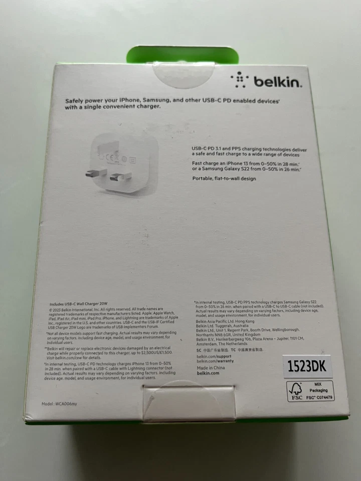 New Sealed Belkin Charger Lead fits Pixel 8 Pro Google Pixel 7 20W Fast Plug - Image 2 of 2