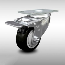 3 Inch SS Black Polyurethane Top Plate Caster with Total Lock Brake SCC