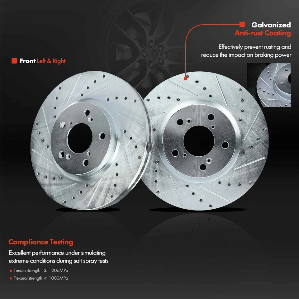 Rotores perforados y ranurados para Honda Ridgeline 2006-2014 3,5 L delantero izquierdo y derecho Foto 2 de 4