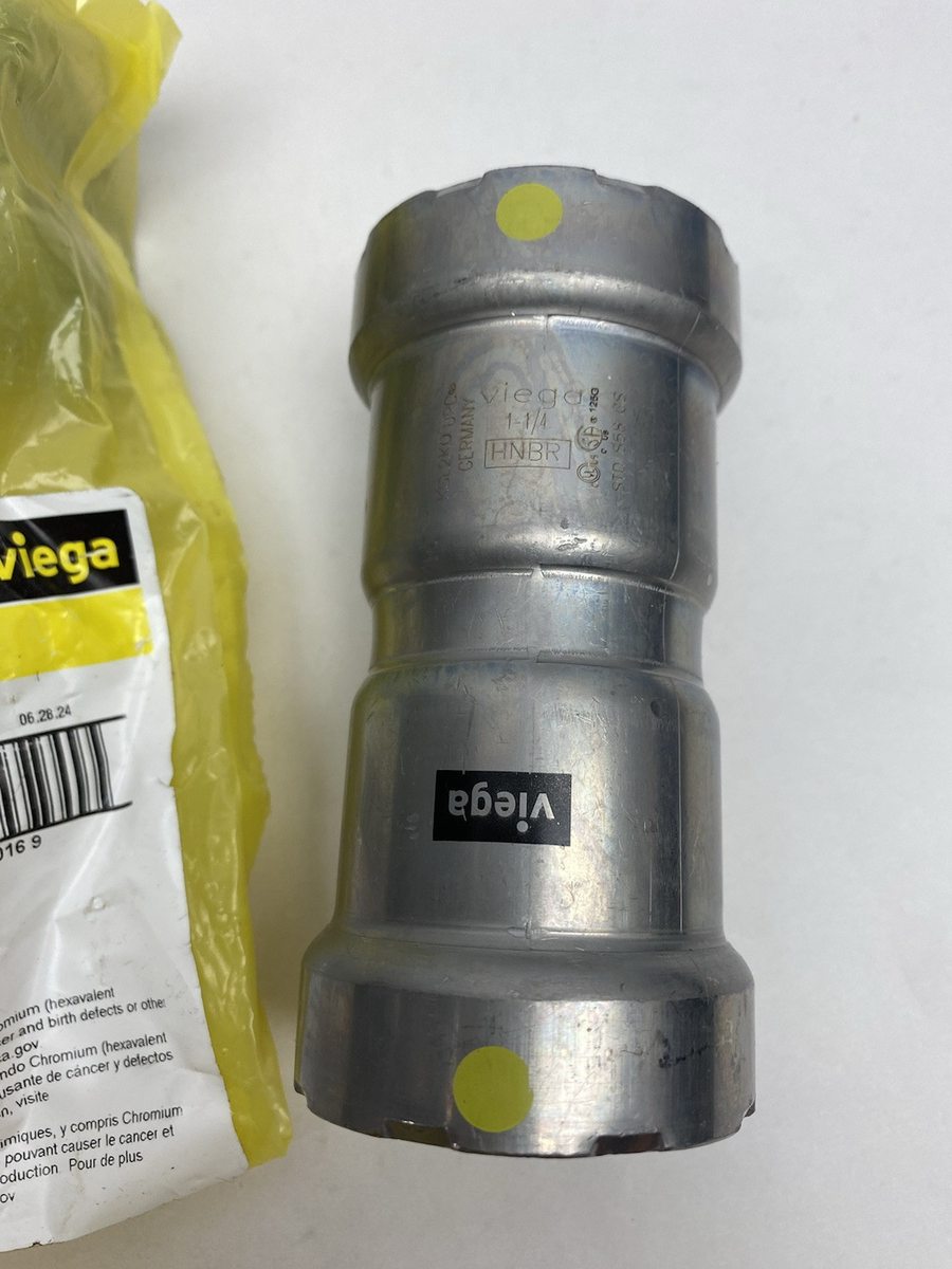 Viega MegaPressG 1-1/4 in. Press Carbon Steel Coupling with Stop (Gas Only) 25016 - The Home Depot