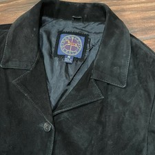 Harold’s Women’s Black Suede Leather Blazer Jacket Vtg 12