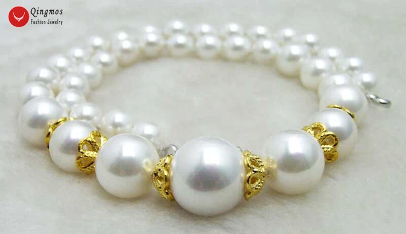 Модное круглое ожерелье с белым морским жемчугом 6-16 мм для женщин чокеры ювелирные изделия 17 дюймов - Изображение 4 из 4