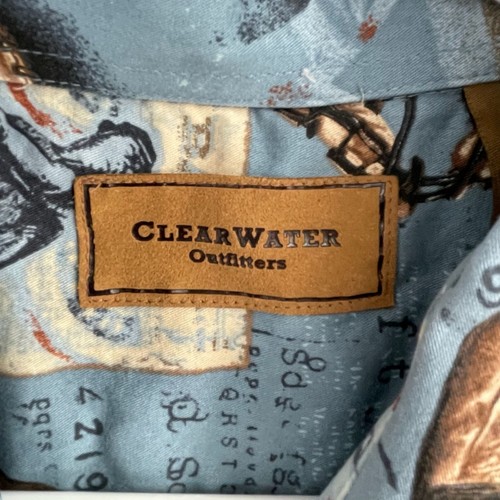 Clearwater Outfitters Baseball Print Button Down Shirt Men's Size L Blue - Picture 4 of 8