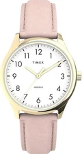 Timex TW2V25200, Women's Easy Reader,Pink Leather Watch, White Dial,