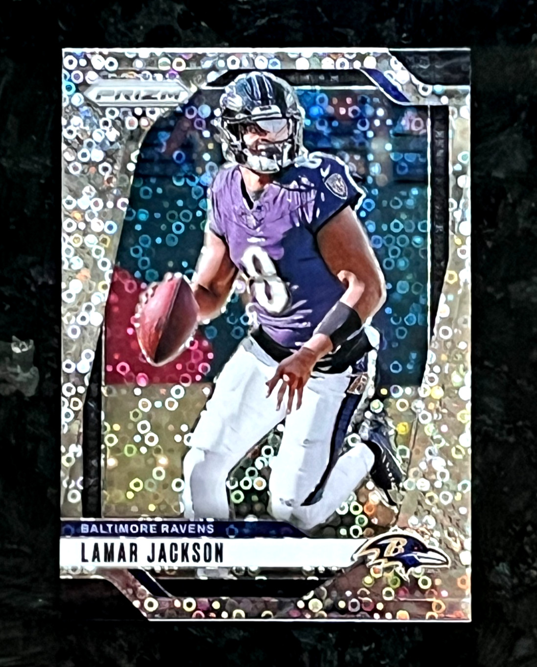 Lamar Jackson 2024 Panini Prizm No Huddle Disco Prizm Baltimore Ravens #19