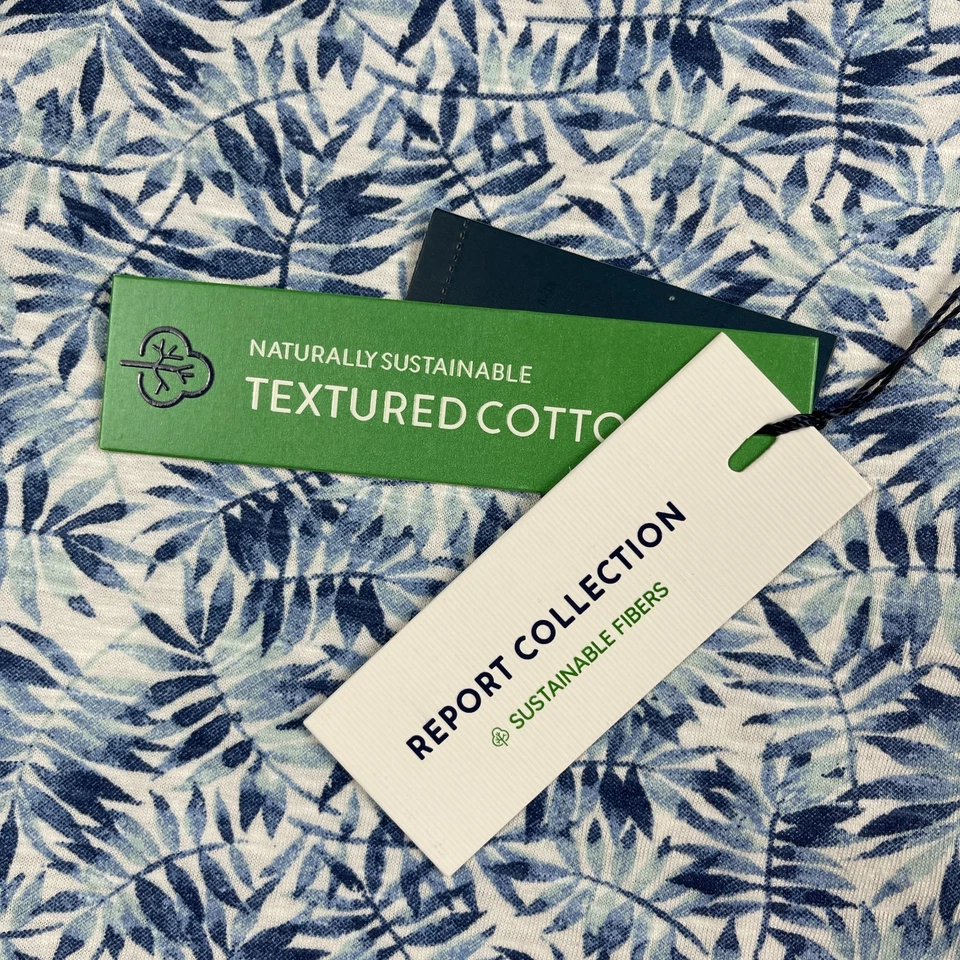 Report Collection Shirt Men Medium Blue Camp Hawaiian Tropical Sustainable NEW - Image 4 of 4