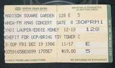Cyndi Lauper / Eddie Money Concert Ticket  Stub December 19th 1986 MSG