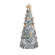6FT Snow Flocked Pre-lit Artificial Christmas Tree, Pop Up, w Lights Ornaments
