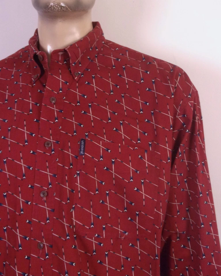 vintage 90s EUC Chaps Ralph Lauren OCBD Shirt Rowing Oars AOP Polo SZ XL - Image 2 of 4