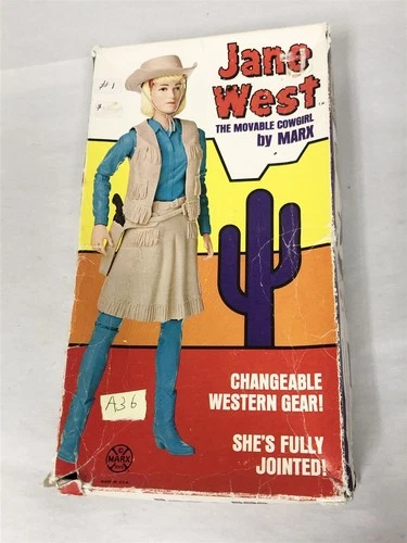 1960s MARX JOHNNY WEST JANE WEST IN BOX WITH ACCESSORIES LOT #36