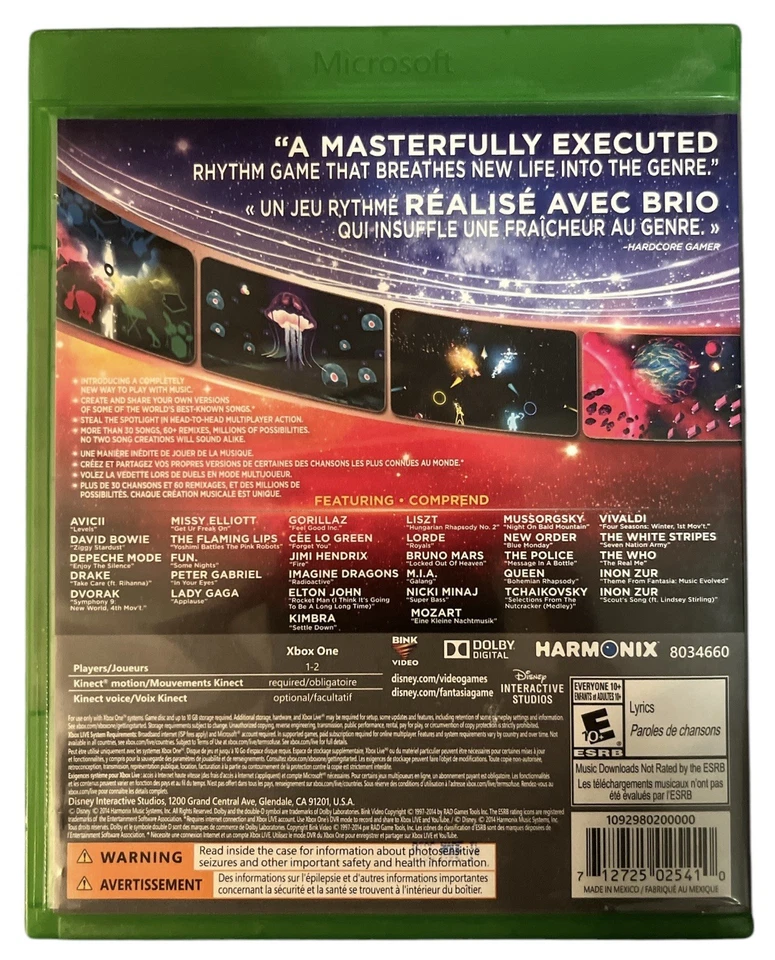 Fantasia: Music Evolved (Microsoft Xbox One, 2014) Game Tested Authentic Disney - Image 2 of 4