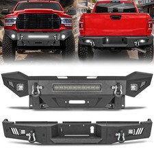 Steel Front Rear Bumper For 2019-2024 Ram 2500 Led Lights D-rings Winch Plate
