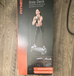 Fitness Adjustable Step/Riser Set Aerobic Step Platform w/ Resistance Straps