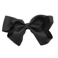 5.5 Inch Grosgrain Hair Bow Clip For Woman And Girls Black Fashion Accessory