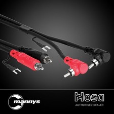 Hosa CRA-201DJ Dual RCA to Dual Right-Angle RCA w/ Ground Stereo Interconnect Ca