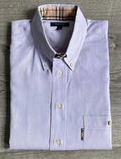 Vtg Burberry London Button Down Long Sleeve Lavender Shirt Made In USA Sz L