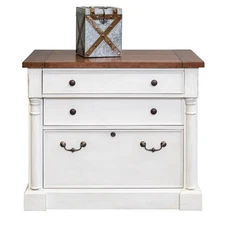 Martin Furniture Durham 3 Rustic Wood Locking Legal/Letter File Drawer White