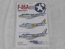 1/48 Cutting Edge Decal Sheet USAF F-86A Sabres Part 3 NEW CED48175 3 Versions