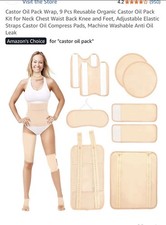 Castor Oil Pack Wrap,10 pcs Reusable Organic Castor Oil Pack Kit with Adjustable