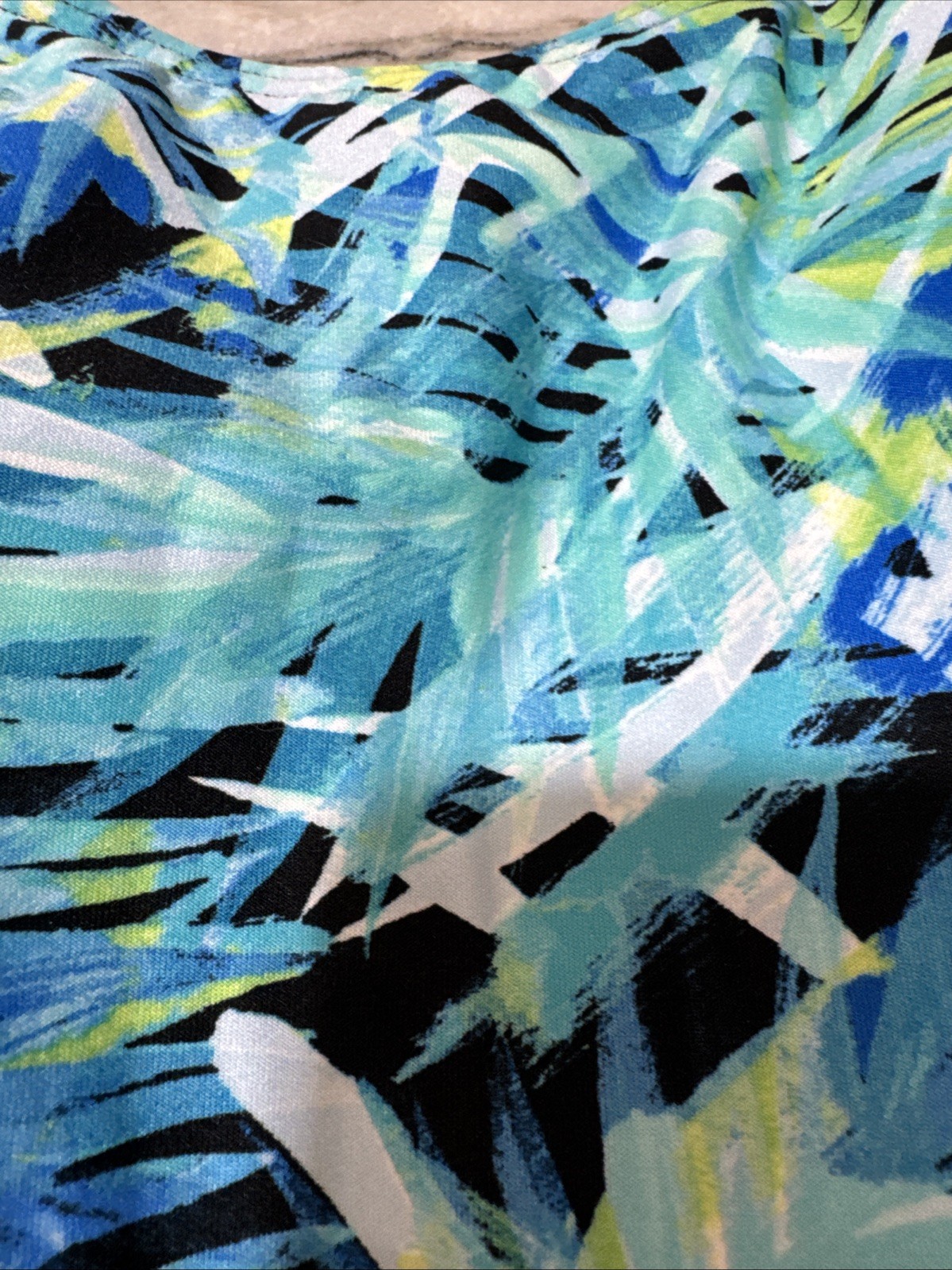 Gabar Hydrofinity Sz 16D Swimsuit New With Tags High Neck Green Blue Palm Leaves