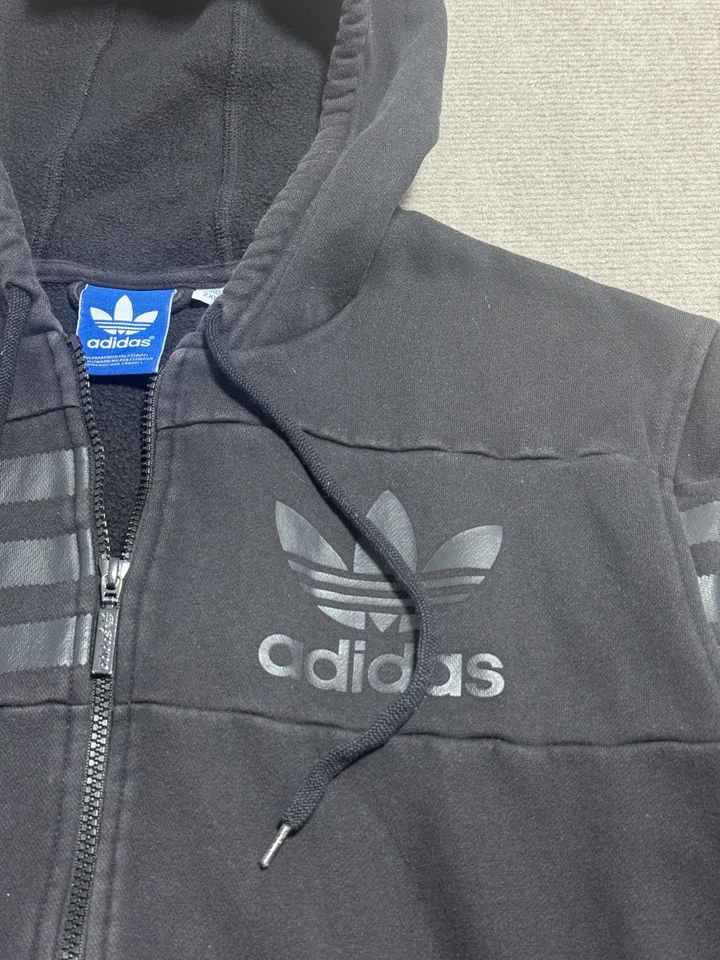 Adidas Originals Hoodie Mens 2XL Black Zip Trefoil 3-Stripes Ultrastar Z02916 - Image 2 of 4