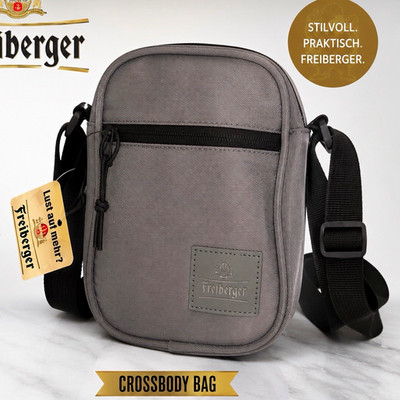 Freiberger Umhängetasche Crossbody Grau/Schwarz Polyester Mini Reißverschluss