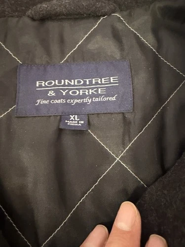 Roundtree & Yorke Men's Grey Wool Blend Peacoat Double Breasted Jacket Size XL image 2
