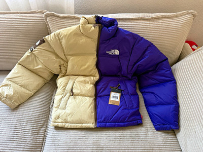 Supreme x The North Face Split Nuptse Jacket Size S Tan/Purple SS24 DS