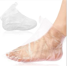 200PCS Clear Plastic Disposable Booties Paraffin Bath Liners Foot Pedicure A0052