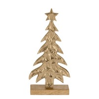 Deko Baum Weihnachtsdeko Fensterbank Tischdeko Gold Holz Natur 27X13Cm