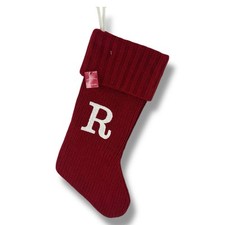 Wondershop Monogrammed 18&rdquo; Knit Christmas Stocking &ldquo;R&rdquo; Red- White Letter