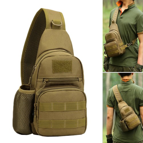 Tactical Sling Crossbody Backpack with Water Bottle Holder Shoulder Chest Bag - Picture 9 of 14