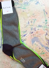 Paul Smith Mens English Socks Vertcial Stripe BlackGrey Neon F791 OneSize Cotton