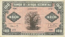 FRENCH WEST AFRICA 100 FRANCS 1942 ~ P-31 ~ VICHY ISSUE ~ NICE EXTREMELY FINE